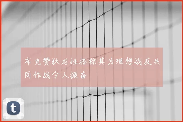 布克赞狄龙性格称其为理想战友共同作战令人振奋